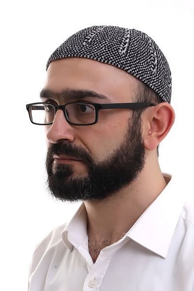 ihvanonline Зимна двуцветна черно-сива кадифена молитвена шапка