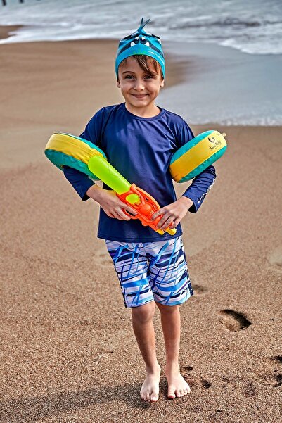 Marina Boy's Shorts - Navy Blue Patterned, B2430