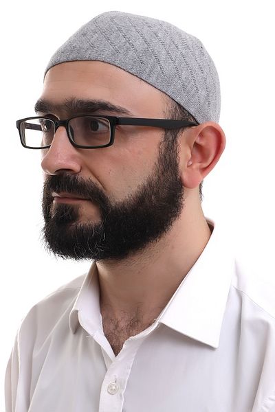 ihvanonline Gray Winter Cross Patterned Woven Skullcap