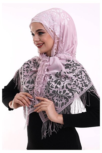 ihvan online Ροζ ντελικάτο σάλι από τούλι - 2 60x160