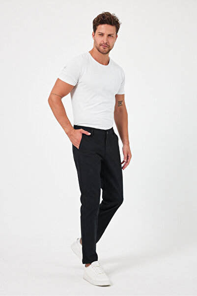 TheSeason Ανδρικό μαύρο βαμβακερό Gabardine Slim Fit Stretchy Chino παντελόνι