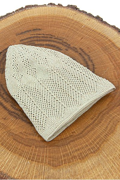ihvanonline Sapphire Thin Knitted Lace Prayer Skull Cream 1 Piece