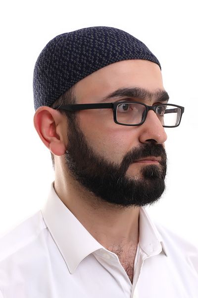 ihvanonline Тъмносиня зимна молитвена шапка Orlon с диамантена шарка