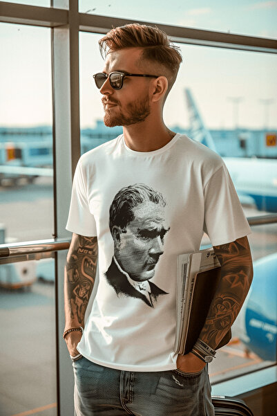 The Baski Ataturk silueta bela majica - 100% pamuk , premium