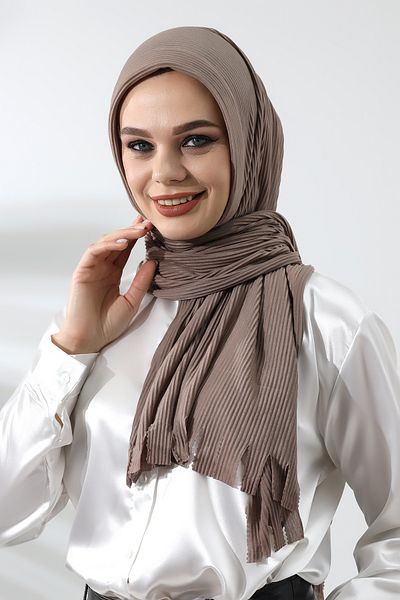 ihvanonline Βιζόν Hijab έτοιμο πρακτικό βαμβακερό σάλι με ραβδώσεις