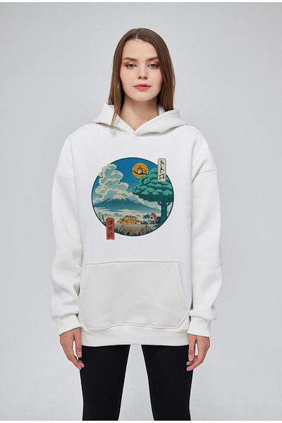 Moda Işık Унисекс суитшърт с качулка в екрю цвят - 100% памук