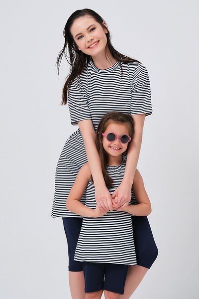 ALFASA 23150 Model Navy Blue Patterned Children's Swimsuit - Zero Sleeve