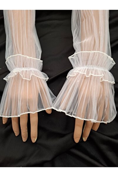 es moda shop Ester πλισέ μακρύ μανίκι γάζα λευκό