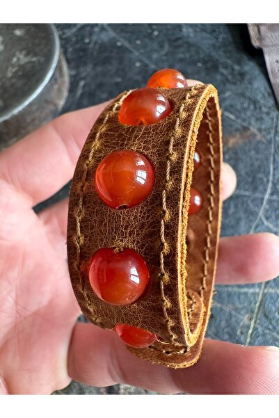 zarif atölye Genuine Leather and Agate Stone Bracelet