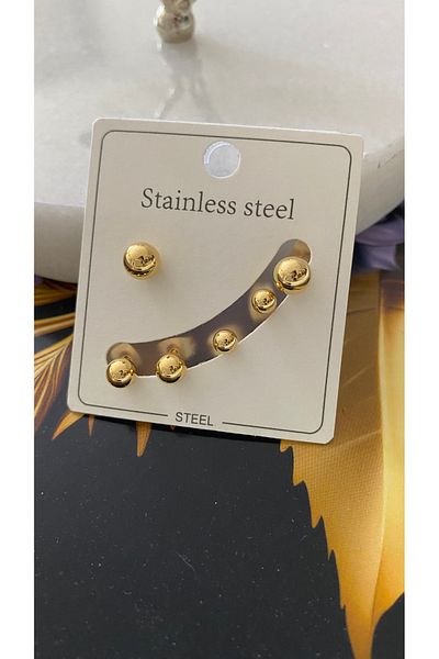 Nilperi takı Set of 6 Stainless Steel Heel Earrings