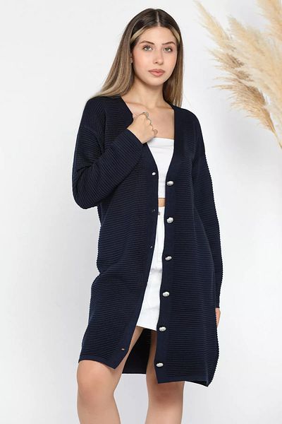 GÜLSELİ Women's Knitwear Navy Blue Cardigan