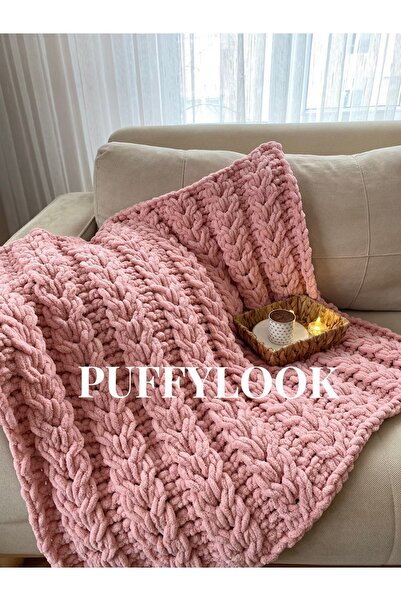 Alize Puffylook Pembe El Örgüsü Battaniye(90/90)