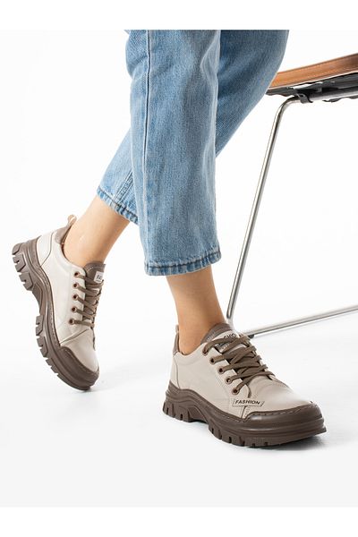 Alemdar Shoes Pantofi sport de damă - DESİ crem, cu șireturi
