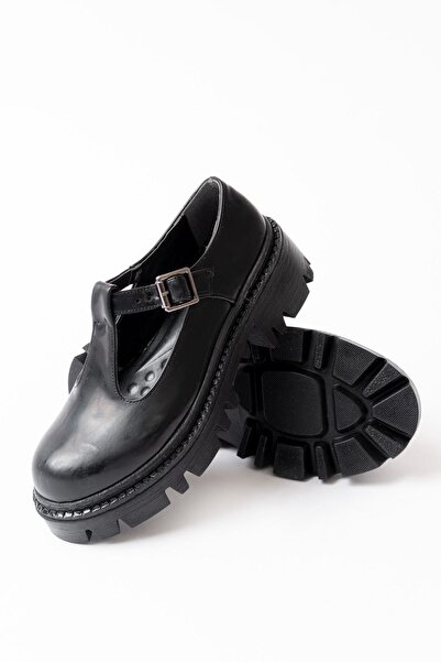 Aymood 868-757 Siyah Rugan Günlük Yüksek Tabanlı Loafer Ayakkabı