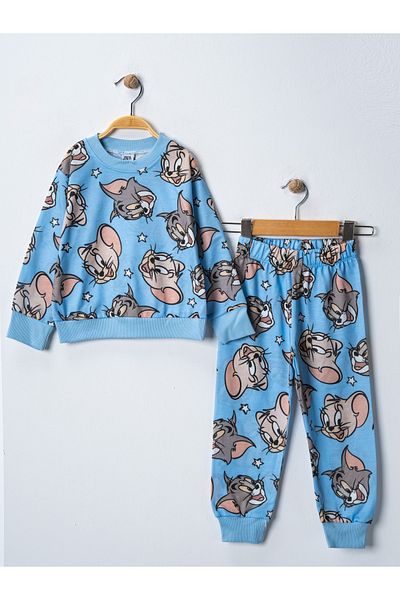 Teymbaby Long Sleeve Tomve Jeryy Character Digital Printed Top and Bottom Set