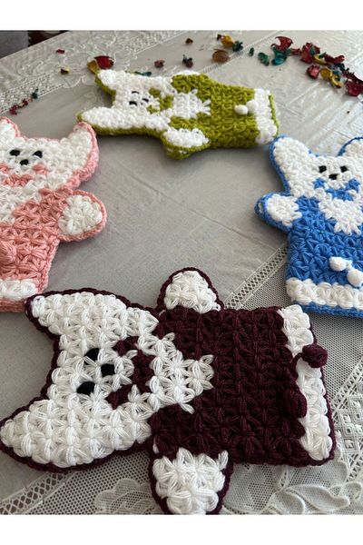 heptrend Cat Handcrafted Bath Loofah 4 Pieces