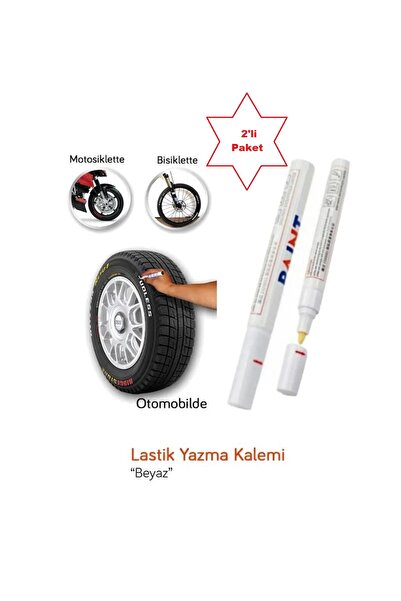 BsElektronik 2'li Motor ve Oto Lastik Yazı Kalemi Beyaz