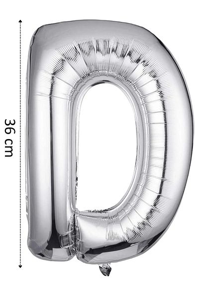 Gold Cake 36 cm Silver Colored Foil Balloon Letter D Helium - Letter Foil Silver Ballons