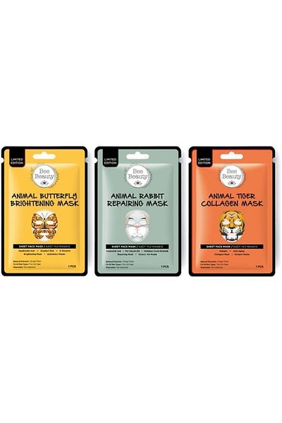 Bee Beauty Animal Paper Mask Set 3 X 25 Gr