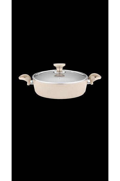EVİNDA Pan-Dora Series - 4 mm Thick 26 cm Fireproof Non-Stick Crystal Pot