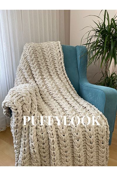 Alize Puffylook Hand Knitted TV Blanket (100/150) (COLOR OPTIONS?PRESENT)