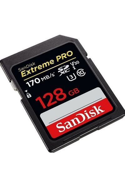 SanDisk بطاقة الذاكرة Extreme Pro 128 جيجا بايت 170 ميجا بايت/الثانية V30 UHS-I U3 SDSDXXY-128G-GN4IN SDXC