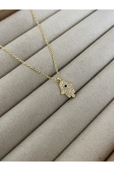 Sade Accessory Mavi Taşlı Küçük Fatma Ana Eli Kolye