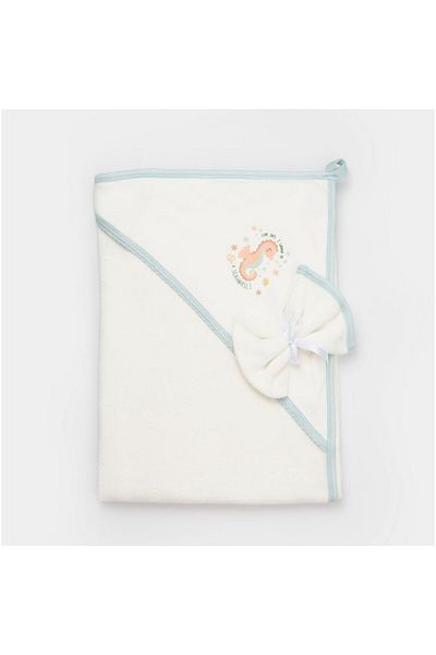 Bibaby ممحاة أطفال محبوكة من Biorganic Save The Seahorse مقاس 85x90 66466 بيج-نعناعي