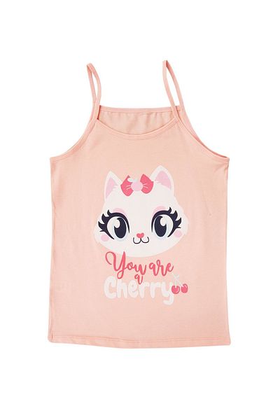 EQRU Cute Cat Patterned 3-Piece Undershirt Set for Girl - 100% Quality Cotton, Mixed Colors
