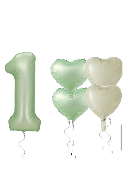 Çemrek Süs Parti مجموعة بالونات من رقائق الفويل لعمر سنة واحدة باللون الأخضر ...