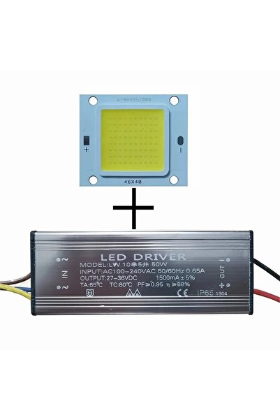 LEDONLİNE 50w Cob Led Driver 50w Power Led Renk Beyaz 50 Watt Projektör Ledi