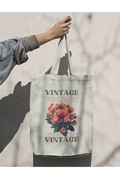 redame Y2K Vintage Museum Style Floral Patterned Tote Bag