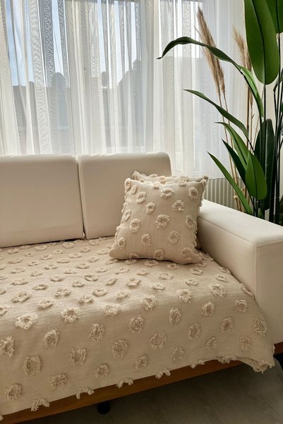 best house decor TASSELED SEAT COVER BROWN