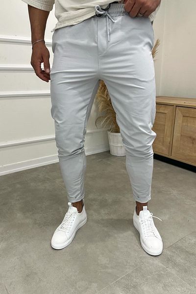 MADZEYMODA Ανδρικό υφασμάτινο αλεξίπτωτο με λεπτή εφαρμογή με διπλό πόδι, γκρι Jogger