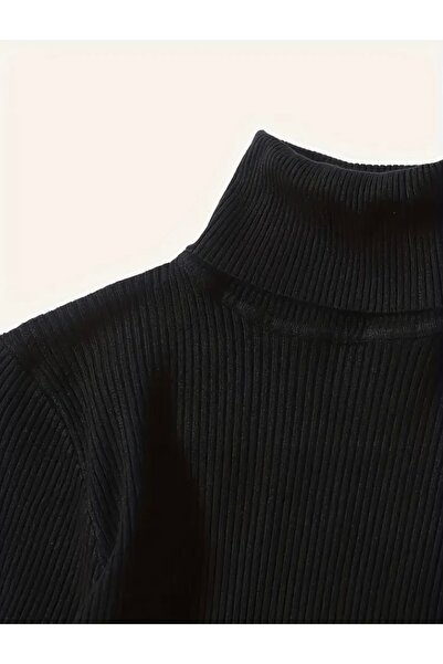 Buteks Unisex Gri - Beyaz - Siyah 3’lü Premium Pamuklu Balıkçı Yaka Şardonlu Slimfit Boğazlı Kazak