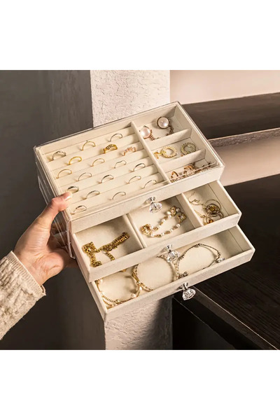 POLARİTANO Modern 3 Drawers Large Size Jewelry Bijouterie Accessory Jewelry Box Organizer
