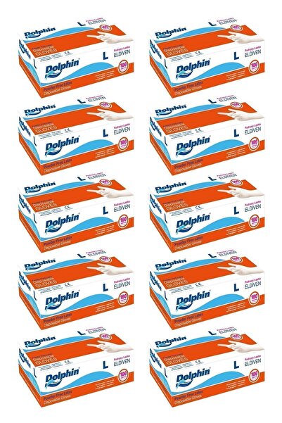Dolphin Beyaz Lateks Eldiven Pudrasız (m) 100lü Paket 10 Adet