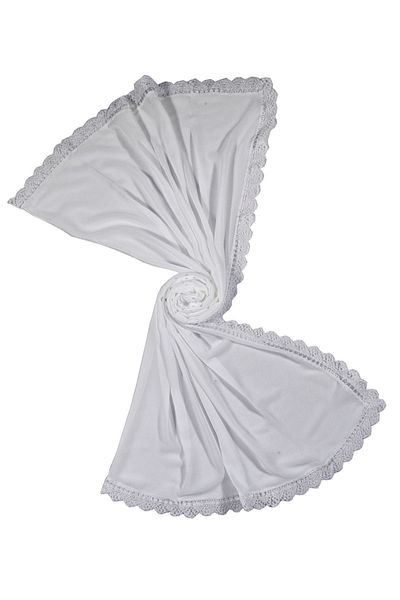 mim eşarp Enba Chiffon Prayer and Mawlid Cover - Needle Embroidered Shawl, 60x150 cm