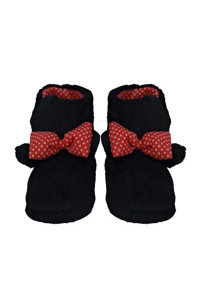 Chirpy Puny - Black Women's Slippers with Ribbon