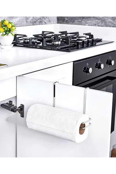 Feronyahome & Garden Χάρτινη κρεμάστρα για πετσέτες ντουλαπιού, θήκη για χαρτοπετσέτες με κρεμάστρα χρωμίου, πετσέτα μπάνιου και κουζίνας από χρώμιο