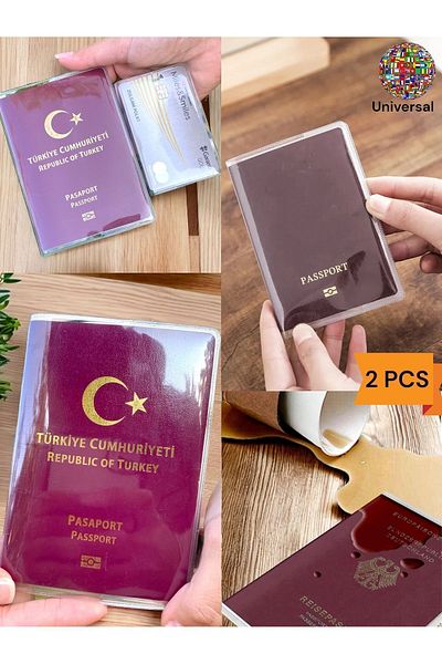 Gempo 2 Pieces Waterproof Transparent Passport Case Passport Container Universal Model Pack of 2