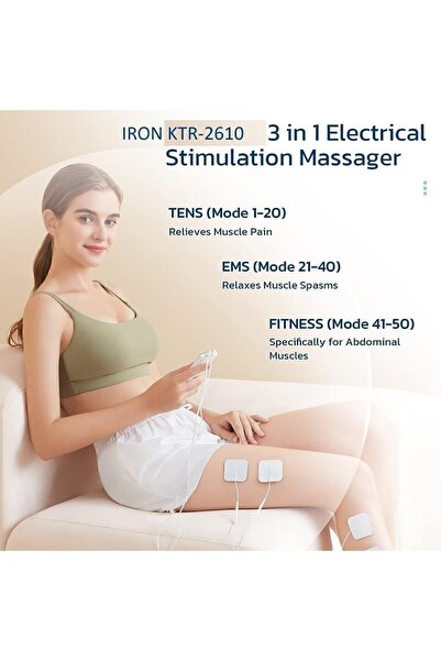 iron medical KTR-2610 Fizik Tedavi Şarjlı TENS + EMS + MASAJ Cihazı + Taşıma Kabı