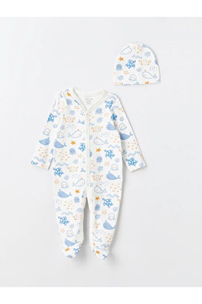 LC Waikiki Baby Ecru Crew Neck Baby Boy Printed Hospital Discharge Set