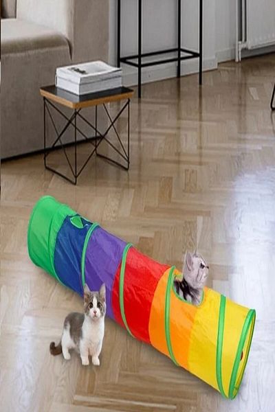TİNEKE 1 Piece Rainbow Pattern Long Cat Tunnel - Pet Play Tunnel