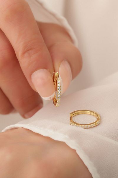 passion silver 14 mm Zircon Stone Women's Earrings - Tamtur Gold