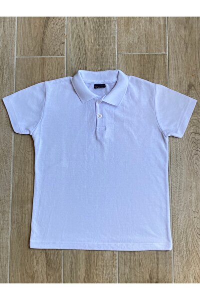 BİLGENS BUTİK Λευκό Unisex Σχολικό T-Shirt - Κοντό μανίκι και γιακά