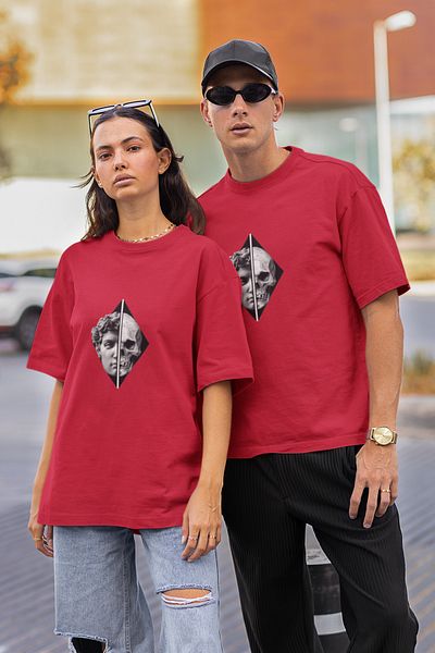 MAD COLLECTİON Zeus Skull Printed Unisex Oversize Cotton T-Shirt - Crew Neck, Short Sleeve