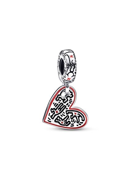 Lines Bijuteri Keith Haring™ X Line Art People Heart Sallantılı Charm 925 Aya...