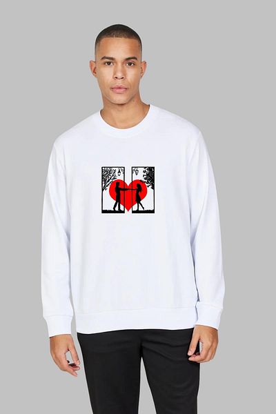 MAD COLLECTİON Unisex Φούτερ με μακρυμάνικο κανονικό κόψιμο, ζευγάρι με στάμπα με λαιμόκοψη χωρίς κουκούλα
