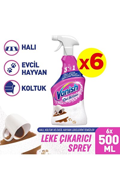 Vanish Oxi Action Halı, Koltuk Ve Evcil Hayvan Leke Çıkarıcı Sprey 500 ml x 6